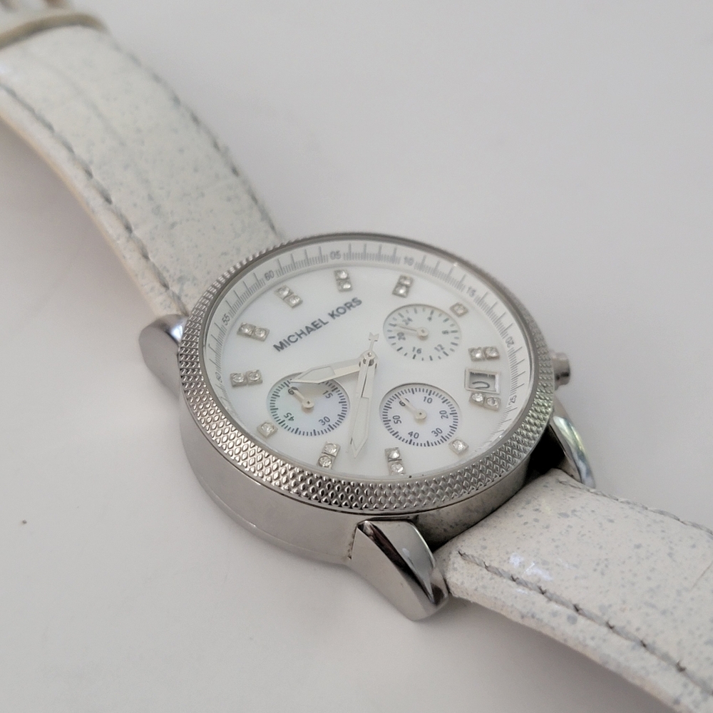 Michael Kors Cronograph Mother Of Pearl Dial Quarz Women's Watch - Picture 15 of 16